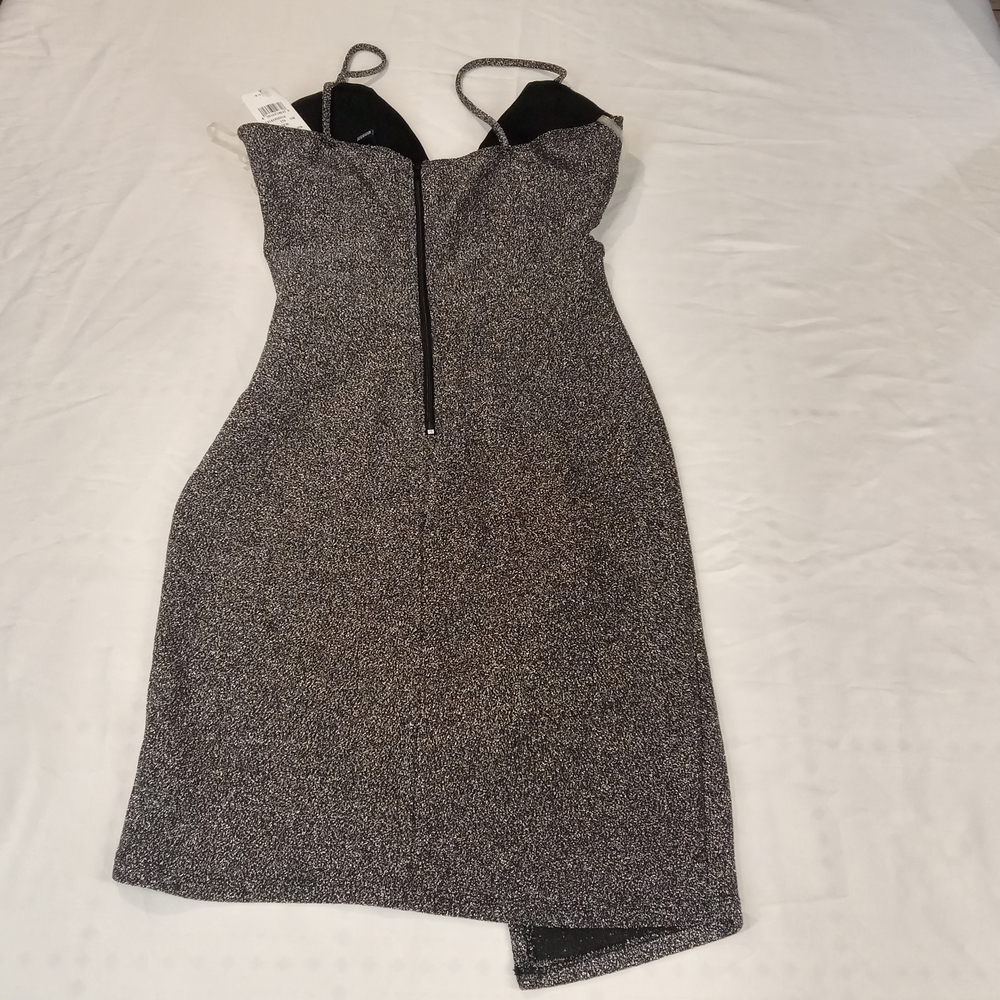 Windsor Elegant Black Glitter cut out Mini Dress Size Small NWT - Picture 4 of 16